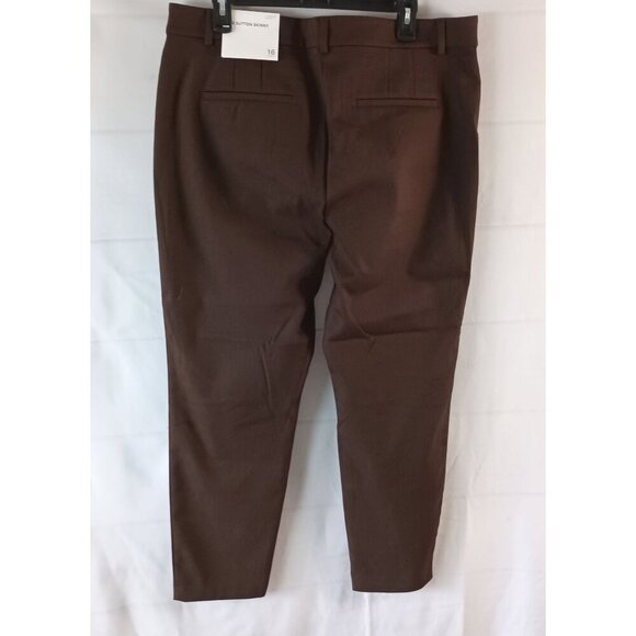 Ann Taylor LOFT Pants 16 Brown Sutton Skinny Curvy Fit Stretch Flat Front NWT - Picture 5 of 9